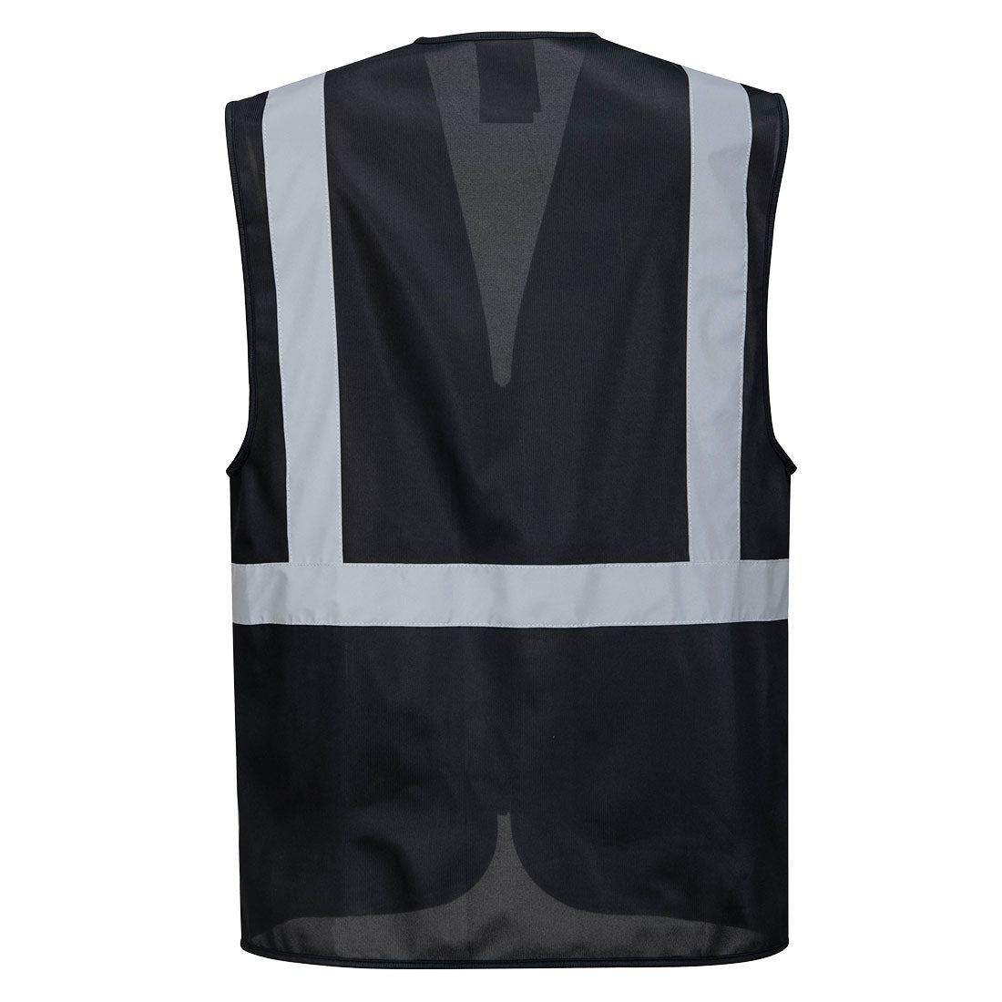 Black executive safety vest with reflective tape from GlowSafetyVest