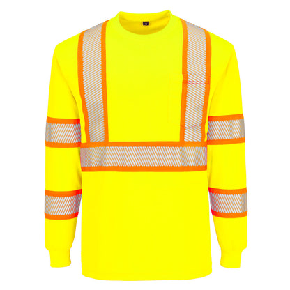 Custom Yellow Hi-Vis X Back T-Shirt L/S