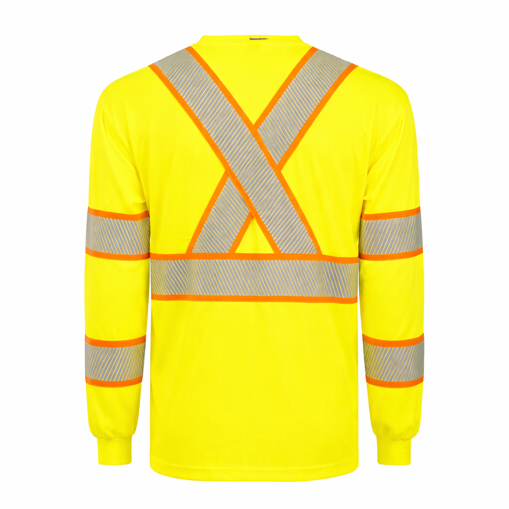 Custom Yellow Hi-Vis X Back T-Shirt L/S