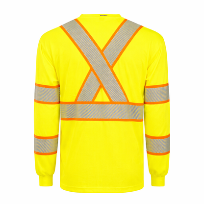 Custom Yellow Hi-Vis X Back T-Shirt L/S