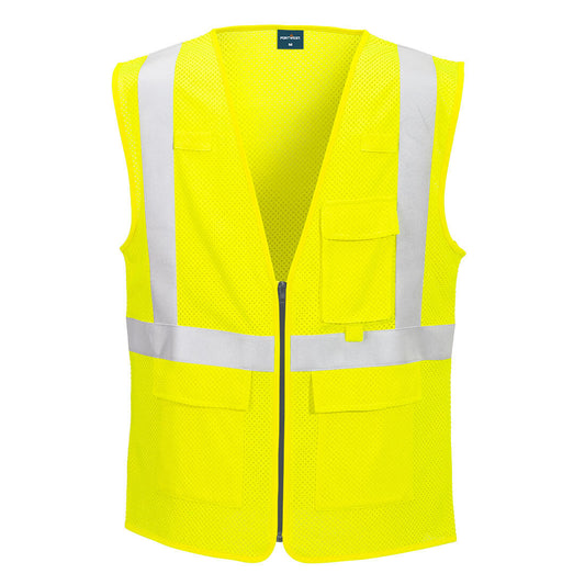 Yellow FR safety vest with reflective stripes from Glowsafetyvest