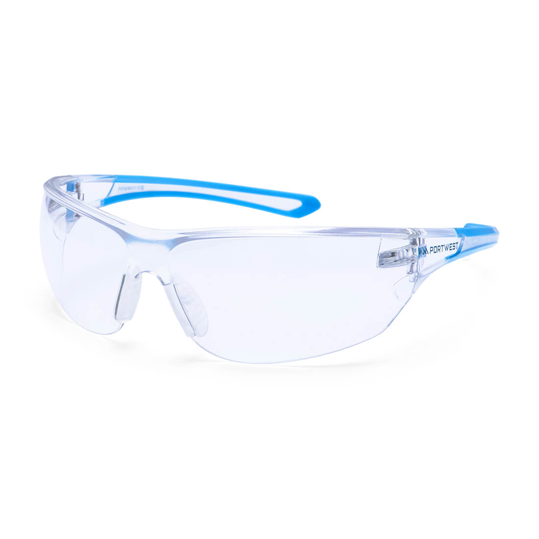 Clear  Essential safety glasses with blue accents from Glowsafetyvest