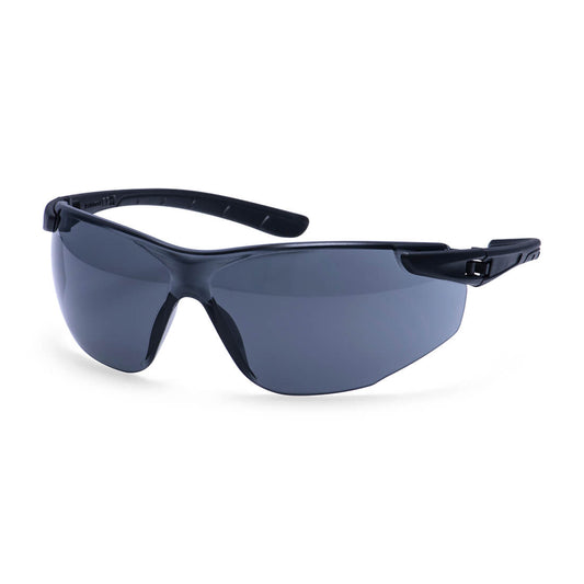 Smoke Safety glasses with black frames and dark lenses from Glowsafetyvest