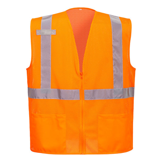 Orange Economy safetyvest with reflective stripes and Zipper Closure from Glowsafetyvest