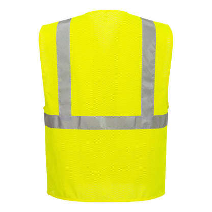 Yellow Mesh safety vest with reflective stripes and zipper closure from Glowsafetyvest