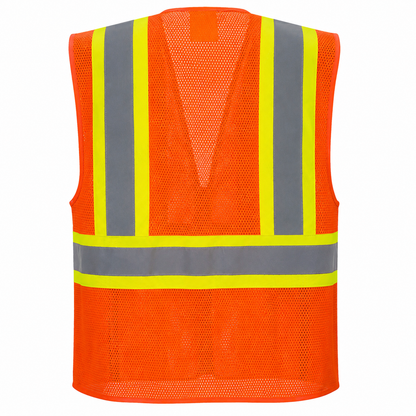Custom Orange Tulsa Executive Safety Vest – 6 Pocket Mesh Storage