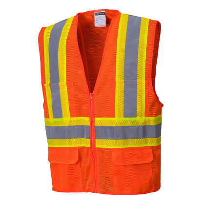 Custom Orange Tulsa Executive Safety Vest – 6 Pocket Mesh Storage