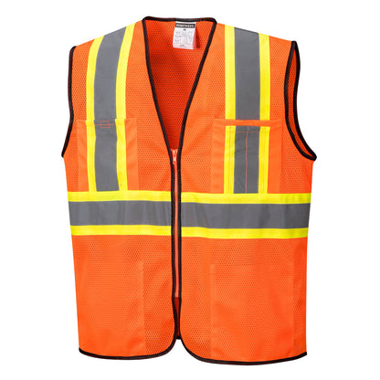 Custom Orange Frisco Executive Safety Vest – 4 Pocket Mesh Design
