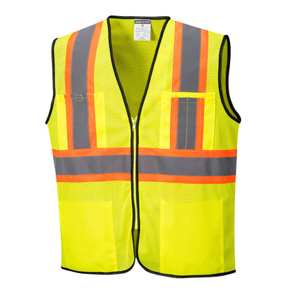 Custom Yellow Frisco Executive Safety Vest – 4 Pocket Mesh Design