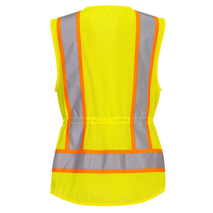 Yellow Womens safety vest with reflective stripes from Glowsafetyvest