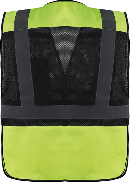 High-visibility lime and black breakaway safety vest with reflective tape from GlowSafetyVest