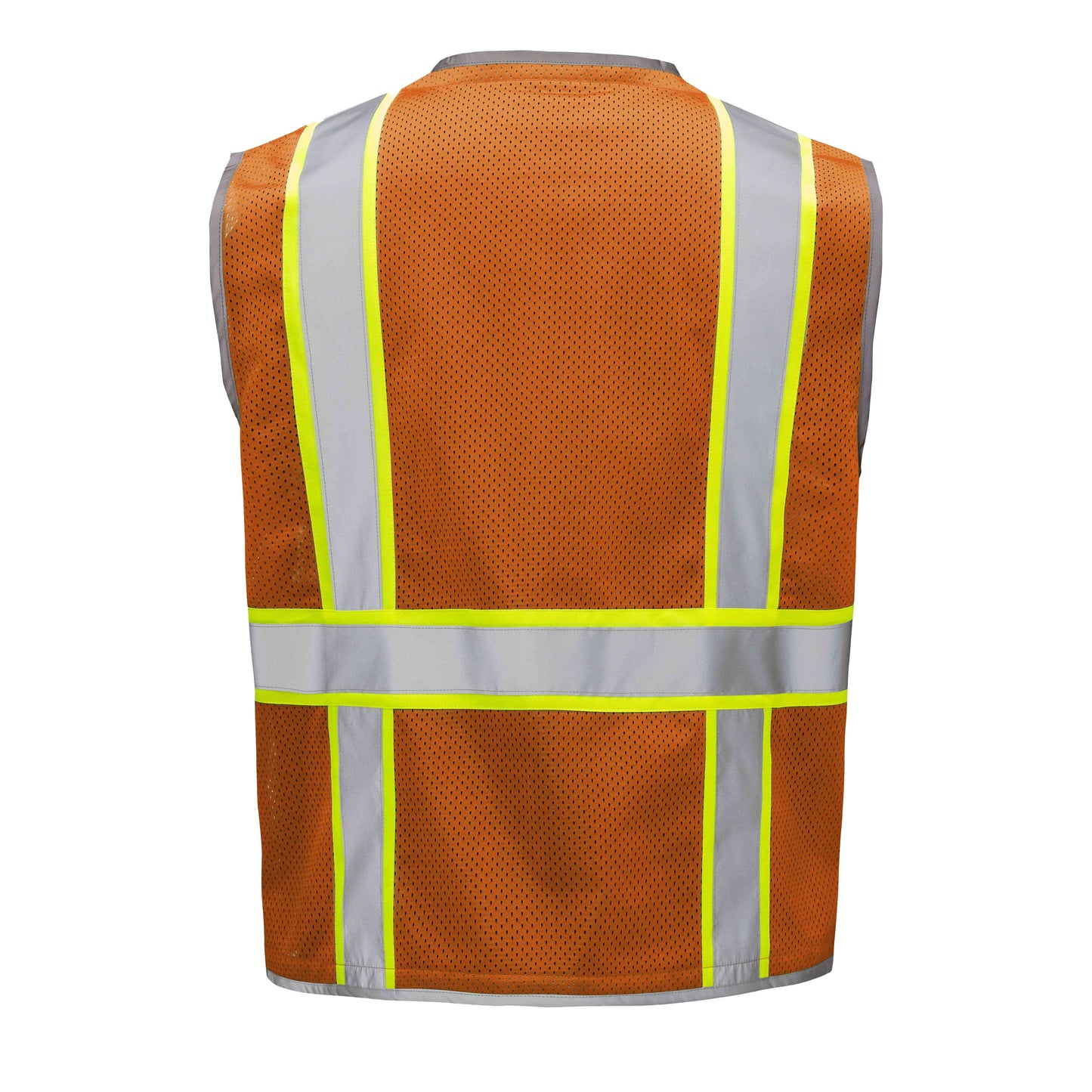 Brown hi-vis mesh safety vest with silver reflective stripes from GlowSafetyVest