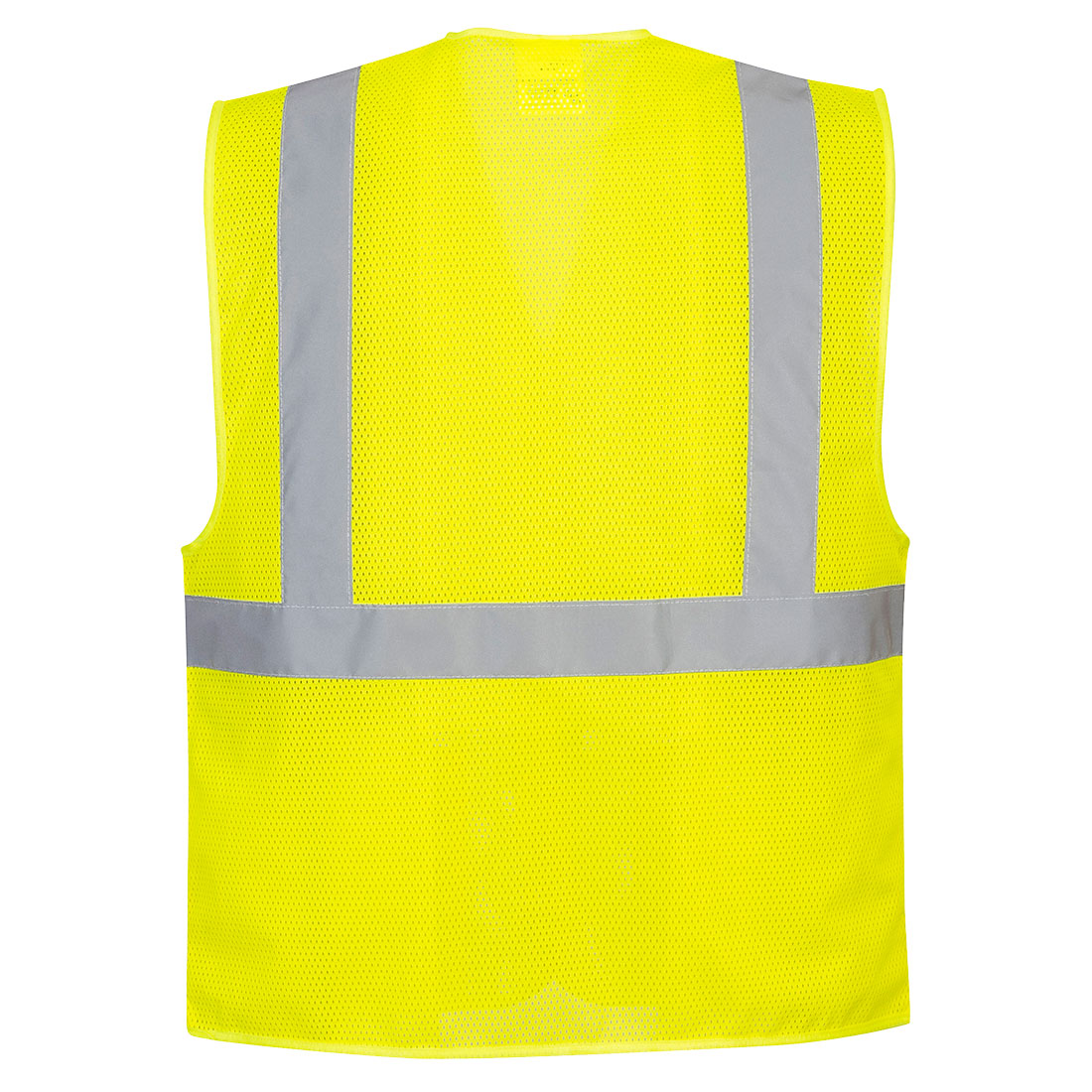 Yellow mesh safety vest with velcro closure and reflective tape from GlowSafetyVest