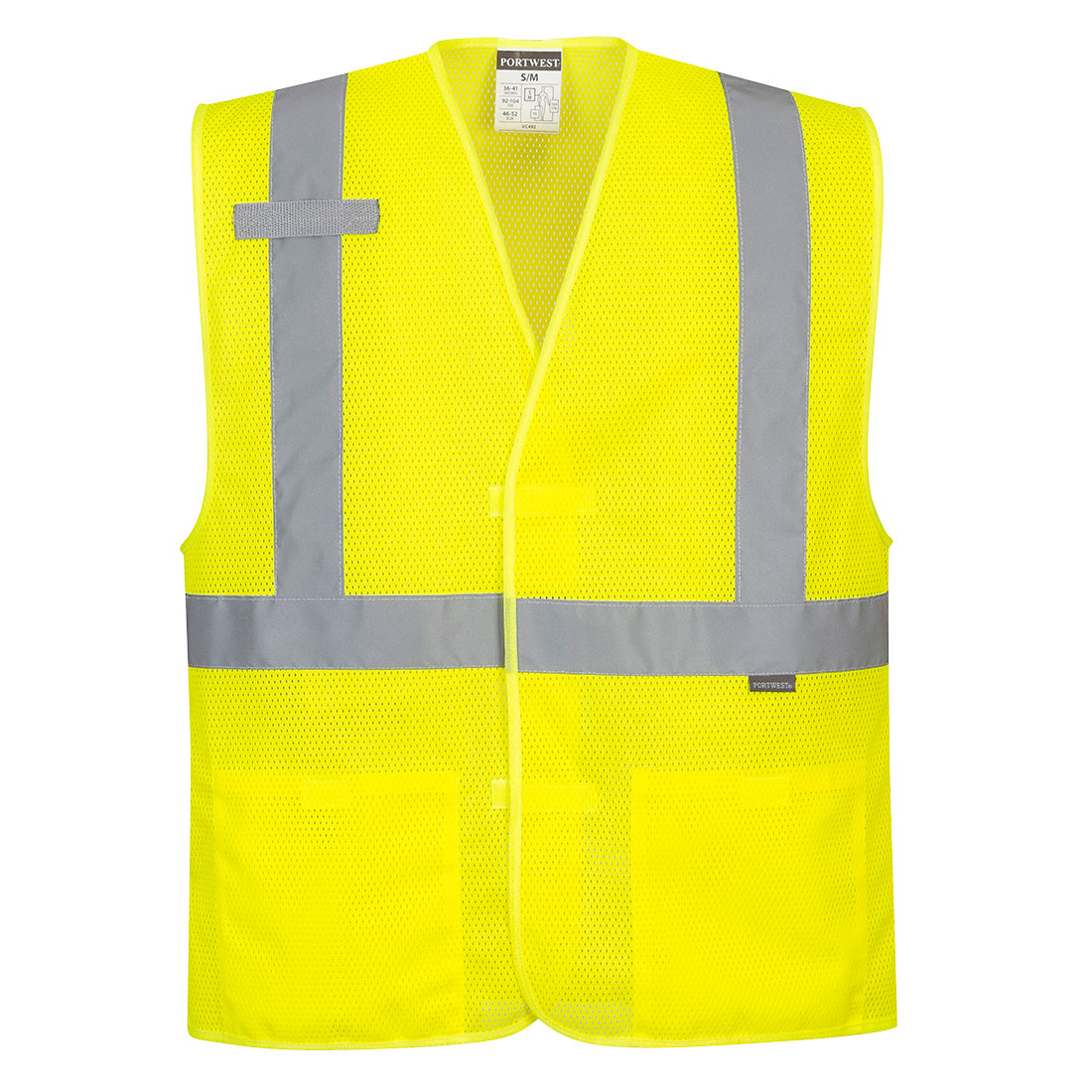 Yellow mesh safety vest with velcro closure and reflective tape from GlowSafetyVest