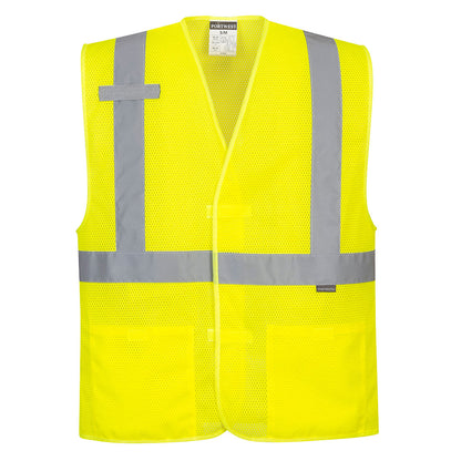 Yellow mesh safety vest with velcro closure and reflective tape from GlowSafetyVest
