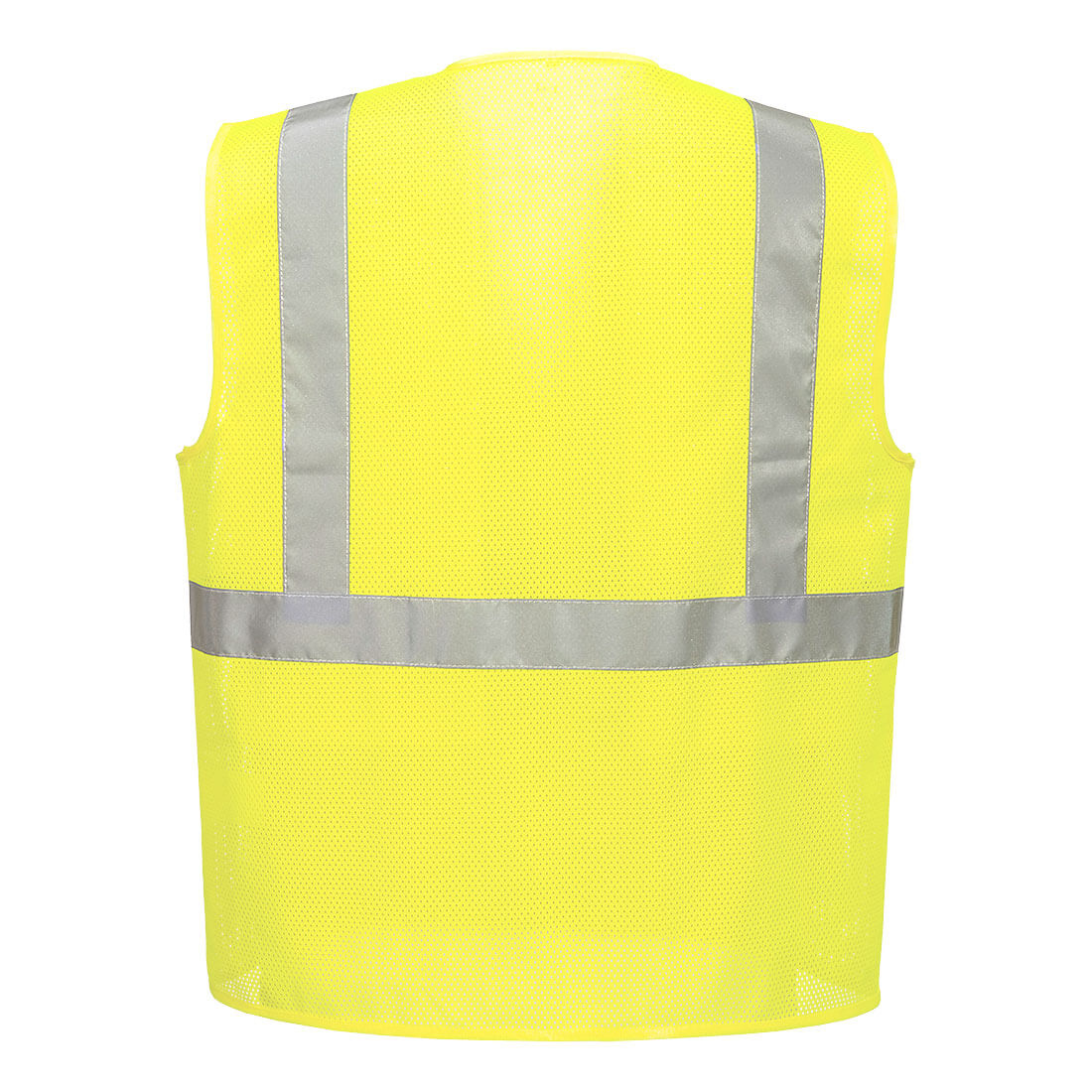Yellow economy mesh safety vest with reflective tape from GlowSafetyVest