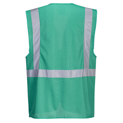 Green executive safety vest with reflective tape from GlowSafetyVest