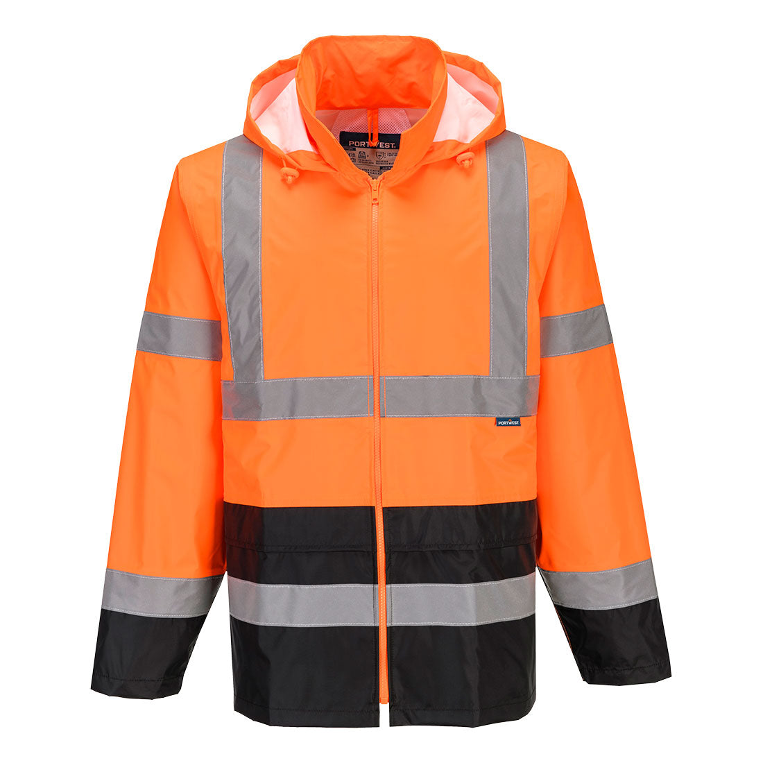 Orange safety jacket with reflective stripes from GlowSafetyVest