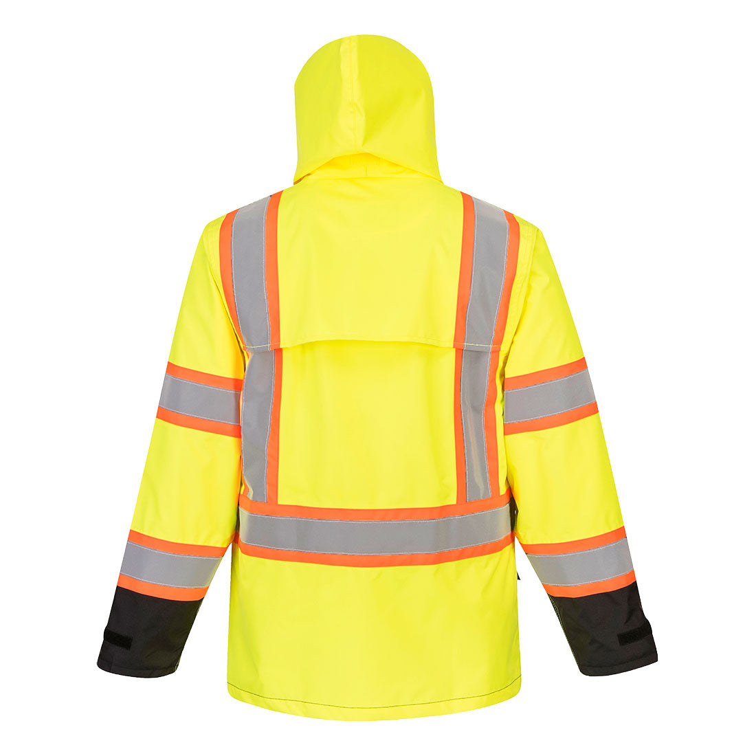 Yellow hi-vis contrast safety jacket with reflective stripes from GlowSafetyVest
