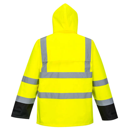 Yellow safety jacket with reflective stripes from GlowSafetyVest