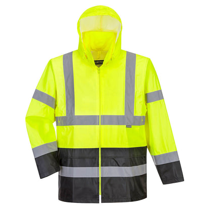 High-visibility raincoat with reflective stripes from GlowSafetyVest