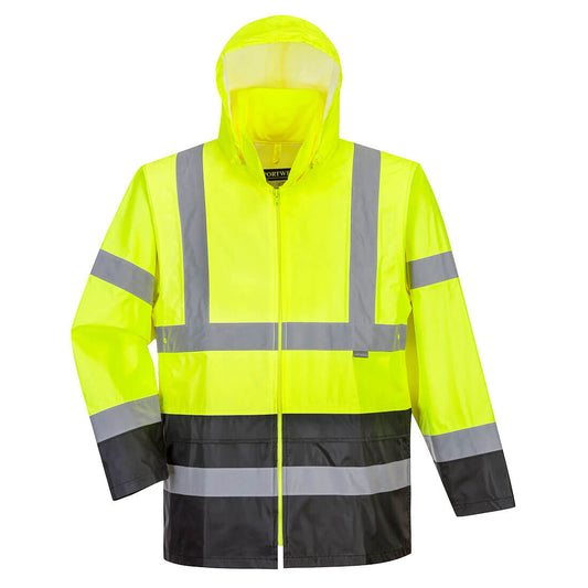 High-visibility raincoat with reflective stripes from GlowSafetyVest