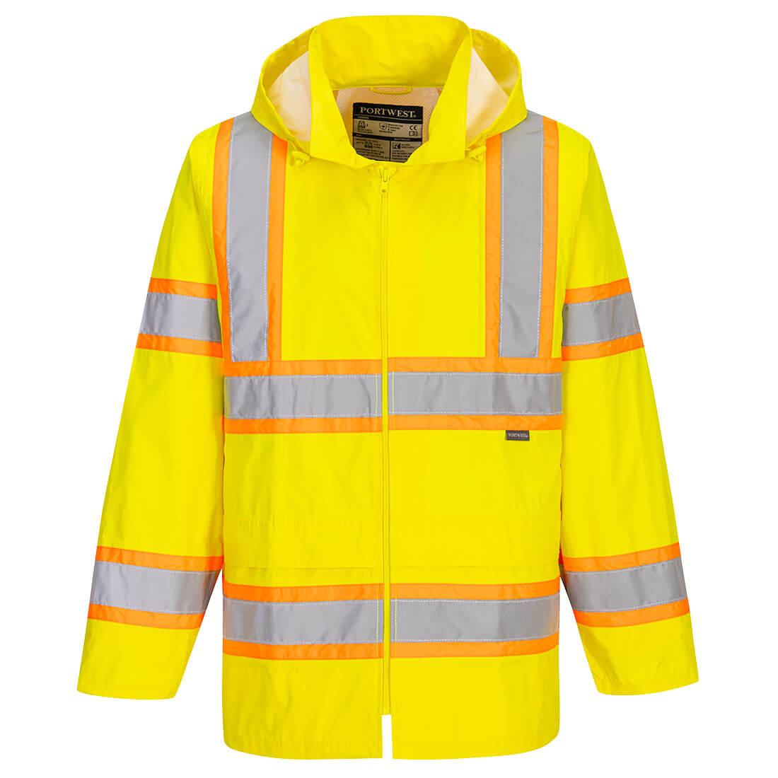 Yellow ANSI safety jacket with reflective stripes from GlowSafetyVest