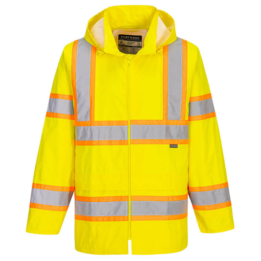 Yellow ANSI safety jacket with reflective stripes from GlowSafetyVest