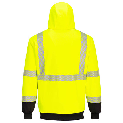 Yellow and Black High-visibility jacket with segmented reflective stripes from GlowSafetyVest