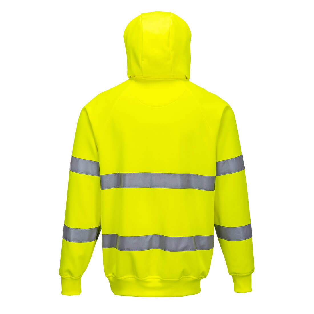 Yellow hi-vis safety hoodie with reflective stripes from GlowSafetyVest
