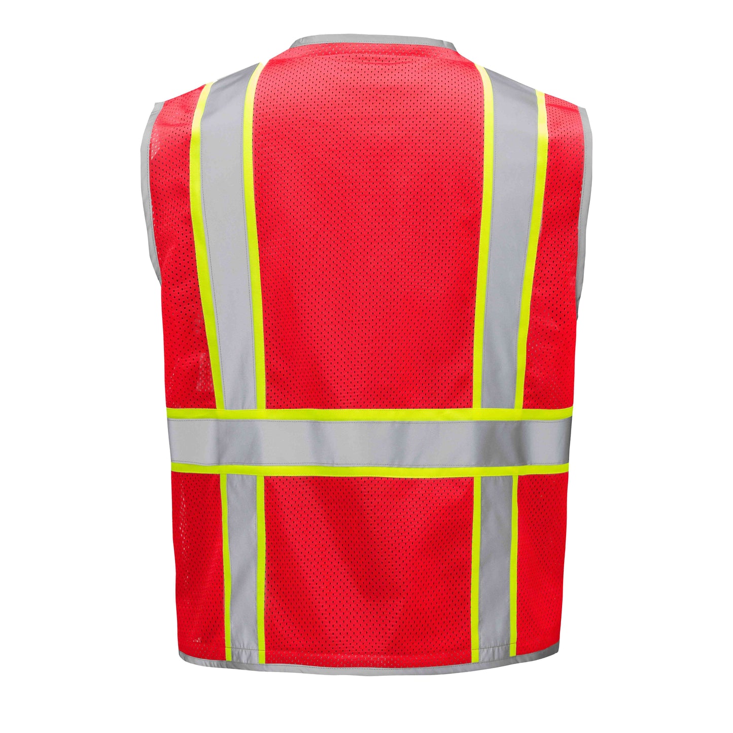Bright red mesh hi-vis safety vest with reflective stripes from GlowSafetyVest