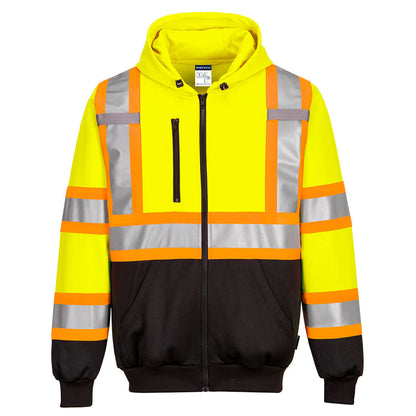 High-visibility yellow safety jacket with silver reflective stripes from GlowSafetyVest