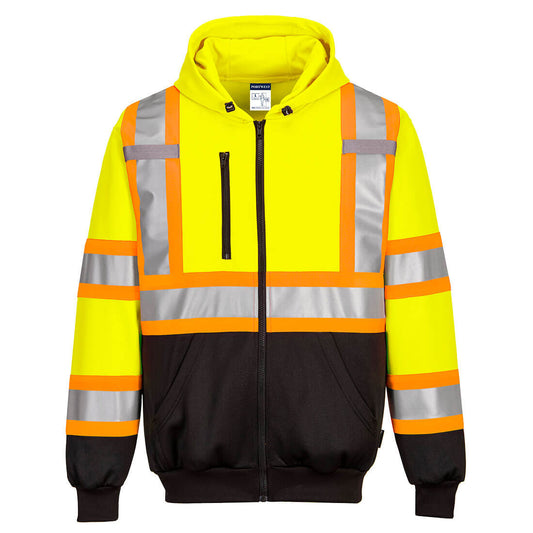 High-visibility yellow safety jacket with silver reflective stripes from GlowSafetyVest