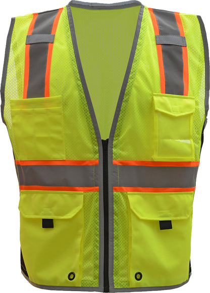 Yellow mesh safety vest with reflective silver tape from GlowSafetyVest