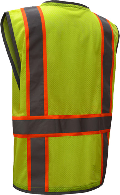 Yellow hi-vis mesh safety vest with reflective stripes from GlowSafetyVest