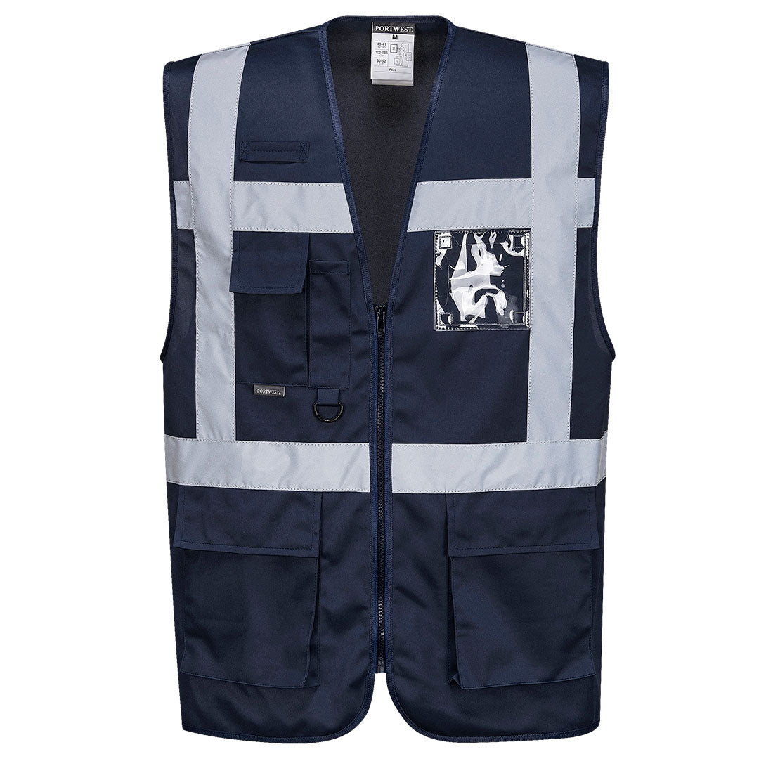 Navy blue executive safety vest with reflective tape from GlowSafetyVest