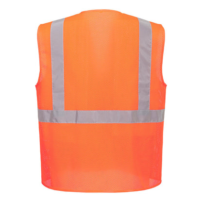 Orange economy mesh safety vest with reflective tape from GlowSafetyVest