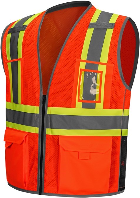 Orange mesh safety vest with contrast reflective X back tape from GlowSafetyVest