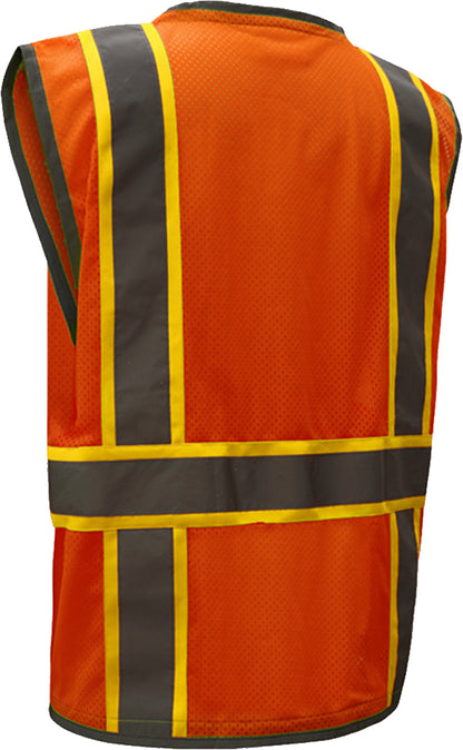 Orange hi-vis mesh safety vest with reflective tape from GlowSafetyVest
