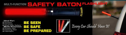 Safety Baton & Flashlight – Multi-Function Red & Flashing Light for Roadside & Outdoor Safety