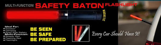Safety Baton & Flashlight – Multi-Function Red & Flashing Light for Roadside & Outdoor Safety