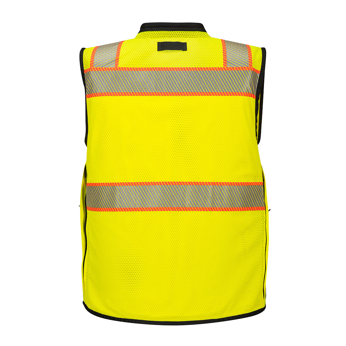 black and yellow contrast Reflective safety vest with segmented tape from GlowSafetyVest