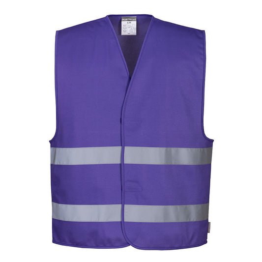 Purple events safety vest with reflective tape from GlowSafetyVest