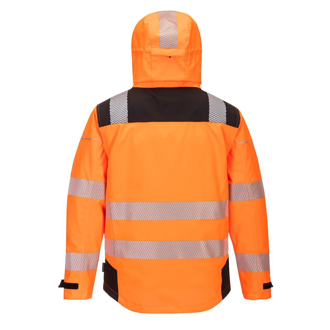 Orange safety jacket with segmented reflective stripes from GlowSafetyVest