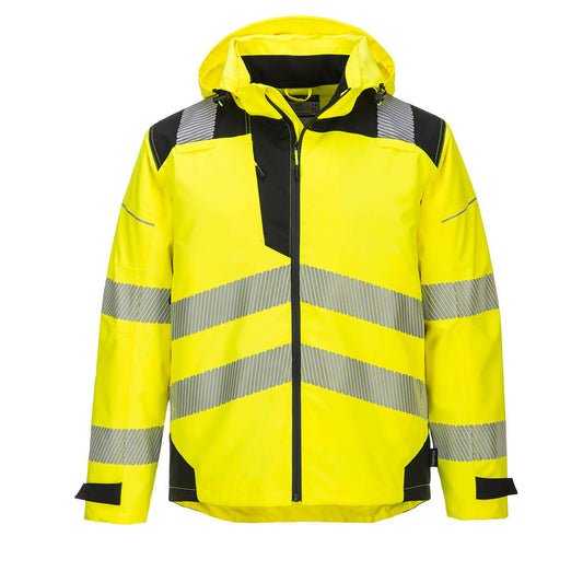 Yellow ANSI safety jacket with segmented reflective stripes from GlowSafetyVest