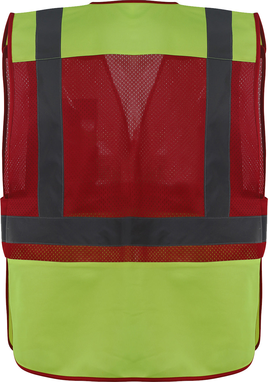 Lime and Red breakaway safety vest with reflective stripes from GlowSafetyVest