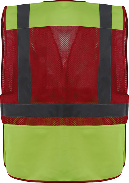 Lime and Red breakaway safety vest with reflective stripes from GlowSafetyVest