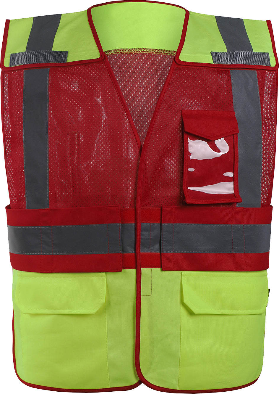 Lime and Red breakaway safety vest with reflective stripes from GlowSafetyVest