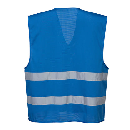 Royal Blue mesh safety events vest with reflective tape from GlowSafetyVest