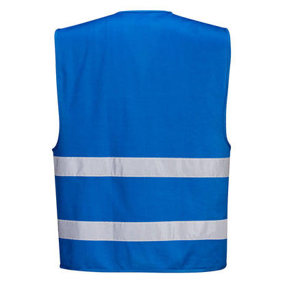 Blue events safety vest with reflective tape from GlowSafetyVest